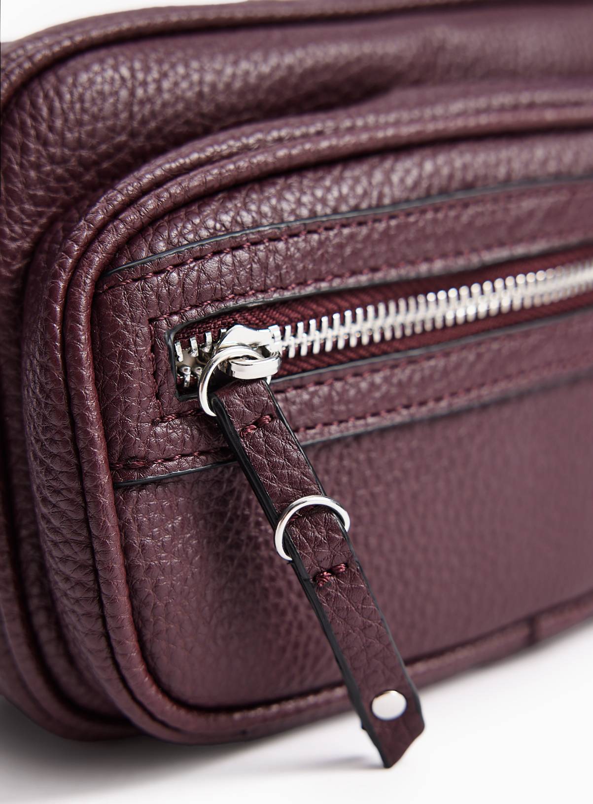 Dark Red Zip Front Boxy Camera Bag One Size - Image 3